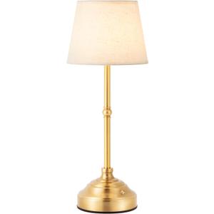 Cordless Table Lamp, Rechargeable Desk Lamp with Fabric Shade, 5400mAH Battery Operated 3 Color Stepless Dimming, Portable Touch Bedside Lamp Home Decor for Dining, Counter (Brushed Gold)