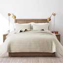 ROARINGWILD Neutral Beige King Size Quilt Bedding Sets with 2 Pillow Shams, Lightweight Soft Bedspread Coverlet, Quilted Blanket Thin Comforter Bed Cover for All Season, 3 Pieces, 104x90 inches