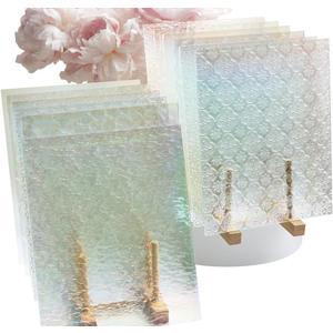 12 Sheet Iridescent Textured Stained Glass Sheets, 8"x10" Transparent Glass Pack for Mosaic Work, Cathedral Art Glass Panels for DIY Crafts