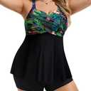 Hanna Nikole Women's Plus Size Tankini Swimsuits Twist Front Two Piece Bathing Suits with Shorts,18W