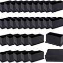 Geesatis 2" X 1" Rubber Furniture Feet Cover, Table Chair Leg Cover, Hardwood Floor Protector, Double Thickness, Black, PVC, Rectangle,20 Pack