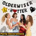 2 x Older Wiser Hotter Pre-Strung Glitter Happy Birthday Banner Decorations - 30th 40th 50th 60th 70th 80th Birthday Decorations Gifts for Women Men, Happy Birthday Sign Party Balloons