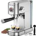 Spacekey Espresso Machine 20 Bar, Professional 1350W Espresso Maker with Milk Frother, Compact Stainless Steel Cappuccino & Latte & Americano Maker with 39oz Removable Water Tank, Silver