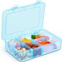 Thyle 1 Pcs Snack Box Container 8 Compartments Snack Containers Reusable Transparent Lunch Box Organizer Small Plastic Food Storage with Lids for Meal Prep School Work Travel (Blue)
