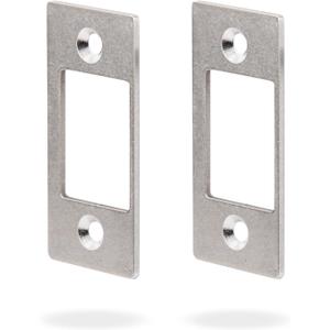 Deadbolt Restorer Strike Plates 2 Pack, Narrow-Side and Large Hole to Allow Dead Bolt to Pass Freely, Dead Lock Catcher Strikers (2, Silver), Small: 2-1/4" x 1" (2 Pack)