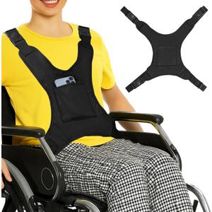 Wheelchair Seat Belt, Wheelchair Harness for Adults with Pocket, Wheelchair Seatbelt Restraint Safety Belt for Seniors Elderly, Patients, Disable, Adjustable Anti-Fall Wheel Chair Accessories