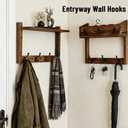 28" Coat Rack Wall Mount with Shelf, Entryway Key Holder Wall Mount Wood Wall Coat Hooks with 7 Hooks 3 Key Hanger, Wall Mounted Coat Rack Mail Holder for Living Room, Bedroom