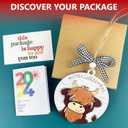 5 x 2 Layered Wooden Highland Cow Christmas Ornaments, Farmhouse Christmas Decor, Western Farm Decor Gifts for Family, Mom, Dad, Friends, Cow Farmers, Hanging on Holiday Decorations (Baby)