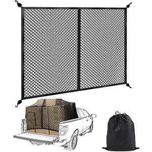 BUMBEE Truck Bed Cargo Net, Highly Elastic Double-Layered Stretchable up to 7ft x 7ft Small Mesh Durable Storage Organizer for Pickup Car Trunk SUV Boat