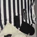 5 Pieces Halloween Costume Set, Men's Robber Costume Halloween Cosplay Burglar Accessories Striped Shirt for Adult (L)