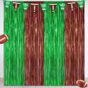 2 Pack Football Party Decorations, 3.28 FT x 7.05 FT Tinsel Backdrop, Brown Green Foil Fringe Curtains Metallic Party Streamer, Football Party Supplies Game Day Decorations 2025
