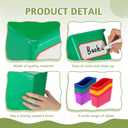 Teling 12 Pcs Plastic Book Bins Bulk for Classroom Interlocking Magazine Holder Organizer Folder Binder Storage Container Box with Name Labels for School Office Home Supply (Rainbow Bright)
