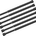 6 Pack Small Tension Rod 18 to 28 Inch Black Tension Curtain Rod Adjustable Spring Curtain Rods No Drilling Expandable Pressure Short Curtain Rods for Windows, Closets, Doorway, Kitchen