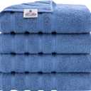 American Soft Linen Luxury 4 Piece Bath Towel Set, 600 GSM 100% Cotton Turkish Bath Towels for Bathroom, 27x54 in Extra Large Bathroom Shower Towels, Electric Blue