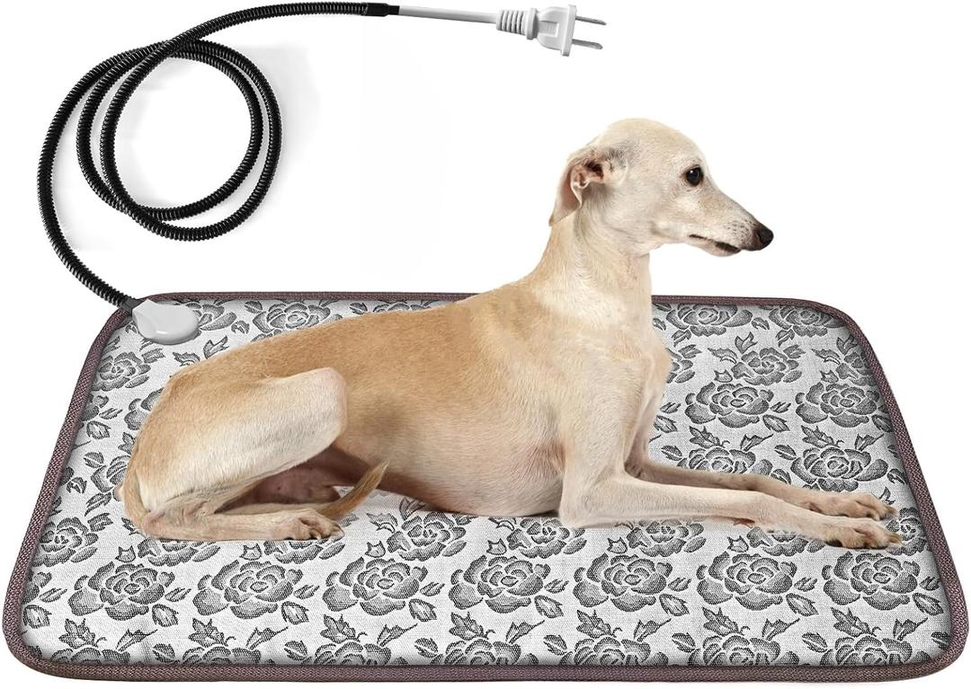 Bestio Cat Heating pad,3421 in Heating Pad for Pet,Dog Heating Pad Outdoor with Metal Protective Tube + Waterproof Material,Heated Pet Bed for Pets Birth,Newborns or Elder Pets - Rose