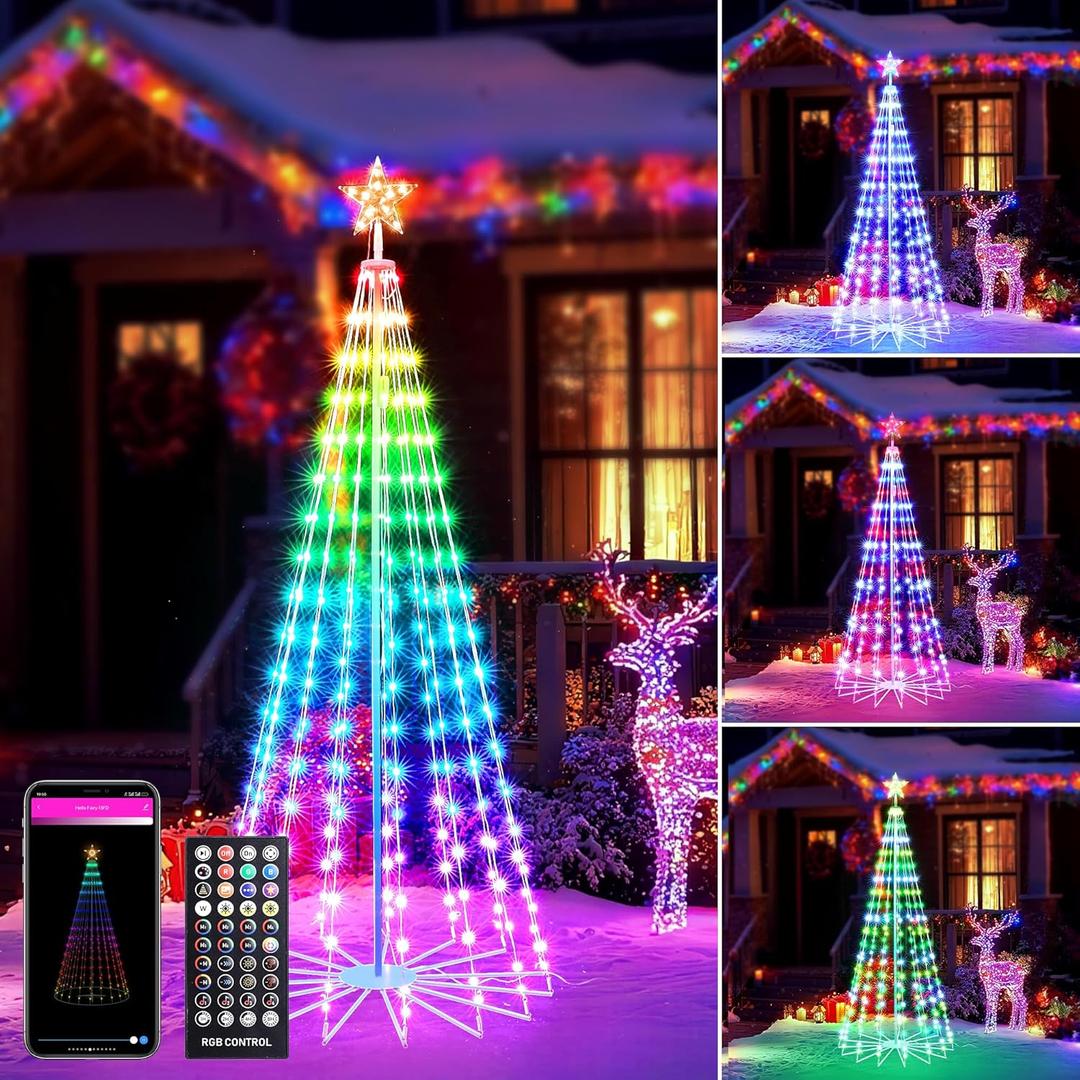 Joomer Christmas Tree Star Lights, 6FT 265LED Smart Orange Purple Light with Remote Timer Music Sync Bluetooth App Controlled RGB Color Changing Lights for Christmas Halloween Decoration