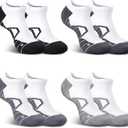 Hylaea Athletic Running Socks Cushion Padded Moisture Wicking Low Cut (Large, Black Grey White 4 Pairs)