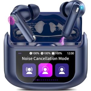 Wireless Earbuds, Bluetooth 5.4 Headphones with Multifunctional Touch Screen, 48H Bass Stereo Ear Buds with ANC/ENC Noise Cancelling/Transparency Mode, IPX7 Earphones with 5 EQ Modes, Cobalt Blue