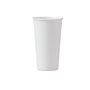 SOLO Single-Sided Poly Paper Hot Cups, 20 oz, White, 600/Carton (420W)