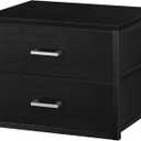 BOLUO Stackable Storage Drawers Closet Organizers and Storage Fabric 2 Drawer Dresser for Bedroom Office Black Modern, Size: L(15.7"D x 21.1"W x 16.1"H)