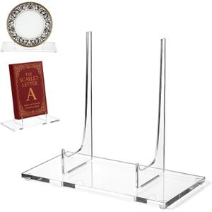 Acrylic Book Stand 9.9"Clear Easel Stand for Display Plate Stands Acrylic Plate Postcard Picture Display Holder Tabletop Acrylics Displays Stands Artwork Storage Rack for Home Kitchen Platter Photo