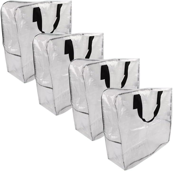 Clear Storage Bags with Zipper, Halloween & Christmas Wreath Storage Container, Large Square Gift Bag Organizer, Garland Decor Organizer, Wreath Carrier Case 25" 4-Pack