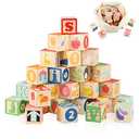 Joqutoys ABC Wooden Building Blocks for Toddlers 1-3 Large, 24 PCS Alphabet & Number Stacking Blocks, Educational Learning Toys for Boys Girls Kids Gifts 1.65''