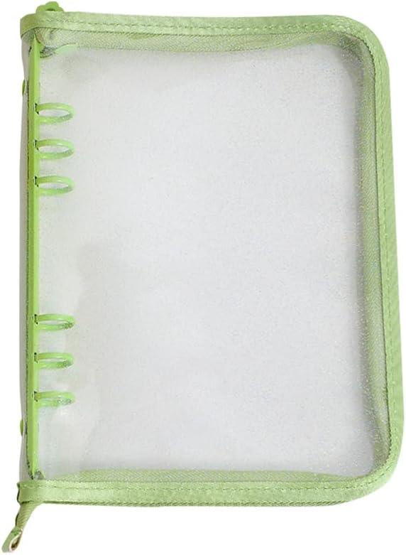 A5 6 Ring Binder Cover Notebook Shell Protector Planner Loose Leaf Covers Refillable Pages Notebook Cover with Zipper for Cash Budget Green