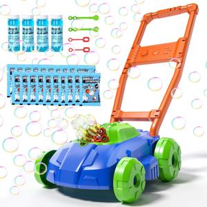 Bubble Lawn Mower for Kids Toddler 1-3 Years Old, Outdoor Play Bubble Blower Toy for Girl Boy Baby, Easter Birthday Gift for 1 2 Year Old Kids, Automatic Bubble Machine Toys for Garden Yard