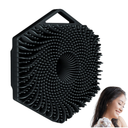 Shampoo brush-hexagon silicone scalp massager-silicone head massage and hair cleaning silicone-face scrubber for adults men children black