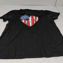 Plus Size USA Flag V-Neck T-Shirt Women Distressed American Flag Graphic Tees Short Sleeve 4th of July Patriotic Tops, Size 2XL
