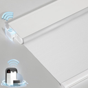 Smart Motorized Blinds with Remote, Cordless No-Drill Automatic Roller Shades, Blackout Electric Blind for Windows, White, 34.5 x 72