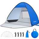 Glymnis Pop Up Beach Tent Instant Portable Sun Shade Shelter (S) 1-2 Persons UPF 50+ with Extendable Floor Zipper Door Automatic Easy Up Tent, Blue 