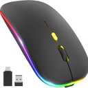 Upgrade LED Wireless Slim Silent Computer Mouse, 2.4G Portable Optical Office Mouse with USB & Type-c Receiver, 3 Adjustable DPI Levels for Notebook, PC, Laptop, MacBook
