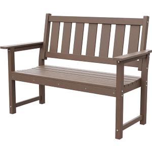HDPE Memorial Bench – 50'' Weatherproof Durable Outdoor Bench, 2-Person Park Bench, Easy to Move, Multi-Purpose Design Ideal for Porch, Patio, Church, and School (Brown)