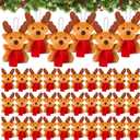 36 Pcs Mini Christmas Elk Soft Stuffed Plush Toy with Red Scarf Brown Nose Plush Animal Doll Gifts for Xmas Birthday Party Gifts