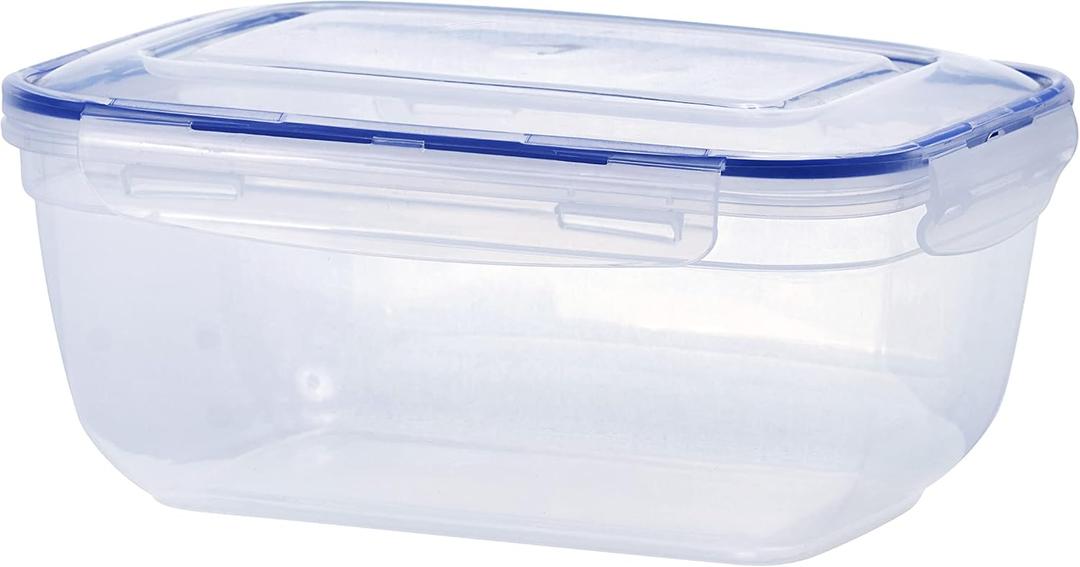 Superior Large Plastic Food Storage Container with airtight Lid for Pantry, Fridge- 10 Cup, 80 Oz- BPA Free, Leakproof Sealed Container- Microwave, Dishwasher and Freezer Safe (Clear)