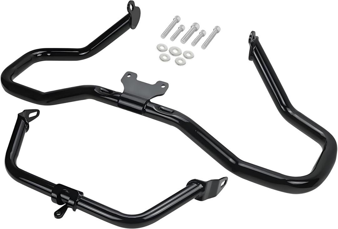 Road Glide Chopped Engine Guard Motorcycle Front Highway Protector Crash Bar Fairing Support Bracket for Harley 2015-2023 FLTRX FLTRXS FLTRXST CVO FLTRXSE Gloss Black