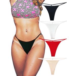 Cotton G String Thongs for Women T Back Gstring Underwear Seamless Panties Tangas Sexy 4 Pack Set, S