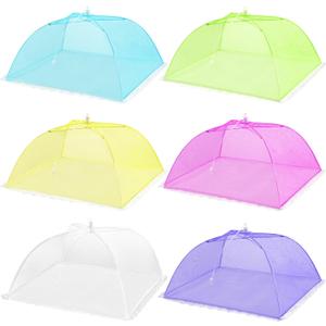 HBlife 6 Pack Colored Pop-Up Mesh Food Cover Tent for Outside,17 Inches Reusable and Collapsible Outdoor Picnic Food Covers Net for Party Picnic, BBQ, Camping