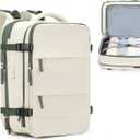 Casual Backpack Traveling Backpack, A-beige With Green, Expandable, Travel Backpacks