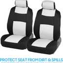 BDK PolyPro Car Seat Covers Full Set in White on Black, Front and Rear Split Bench Seat Covers for Cars, Easy to Install Car Seats Cover Set and Accessories for Auto Trucks Van SUV - White