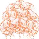 VHUWE Orange Confetti Balloons, 25 Pcs Thickened 12 Inch Clear Latex Balloon with Confetti Inside for Graduation Decorations Engagement Bridal Shower Party Baby Shower Birthday Party Supplies