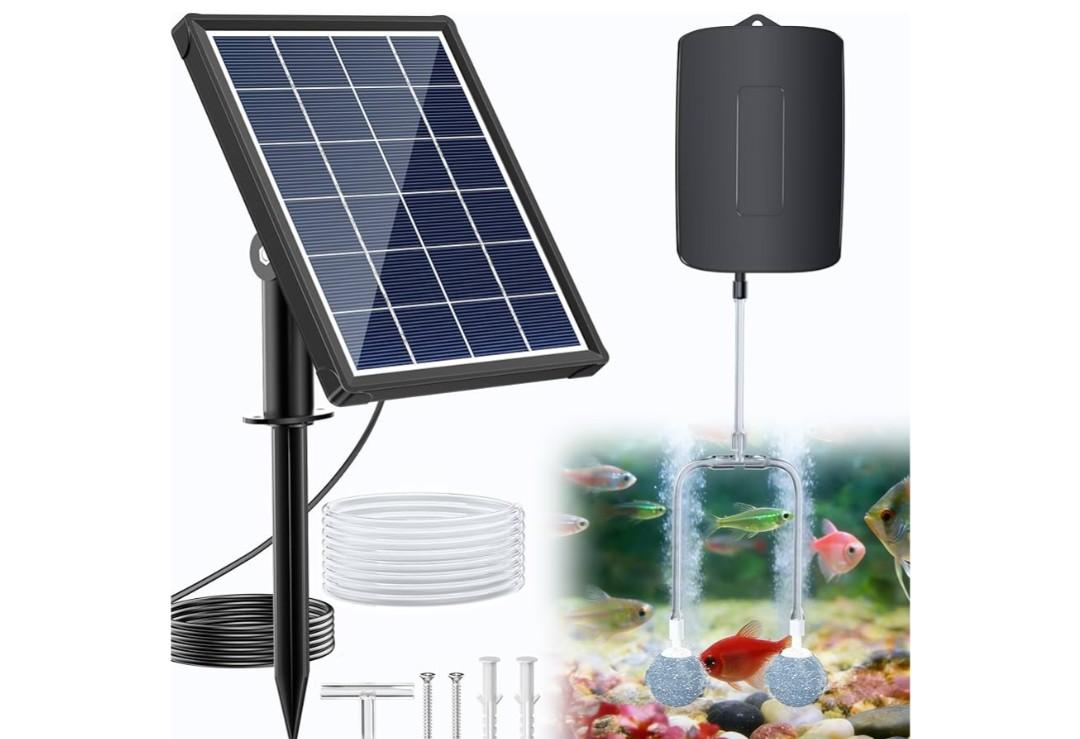 POPOSOAP 4W Solar Pond Aerator, Solar Air Pump for Pond with Battery Backup 24/7 Oxygenation, 3 Working Modes & Low Noise for Small Ponds Fish Tanks Hydroponics P9135