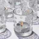 VOHO 24pcs Tealight Candle Holder Raised Snowflake Design, Glass Candle Holder for Winter Holiday, Clear Votive Candle Holders for Theme Birthday Party, Home Decor