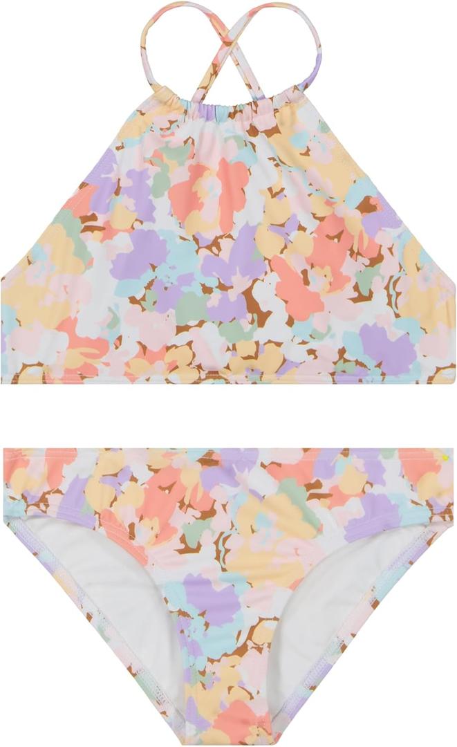 Billabong Girls Two-Piece Bikini Swimsuit Set, UPF 50+ Sun Protection, Quick-Dry Bathing Suit (7, Golden Fleece)