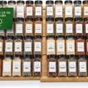 Bamboo Spice Drawer Organizer, Expandable 12 to 23 Inch Insert Holds 48 Jars, 4 Tier Seasoning Rack for Kitchen Drawer or Countertop, Adjustable Wood Spice Organizer