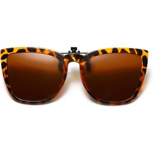 Long Keeper Polarized Clip on Sunglasses Over Prescription Women Men with UV Protection Clip on Cat Eyeglasses