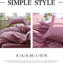 AMWAN Modern Purple Mauve Solid Cotton Duvet Cover with 2 Pillowcases, King Size, Knit Comforter Cover, Luxurious Bedding Set
