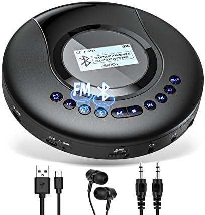 ARAFUNA Portable CD Player Bluetooth with FM Radio, 2000mAh Rechargeable CD Player for Car with LCD Screen, Anti Shock Protection Compact Player with Headphone, AUX Cable